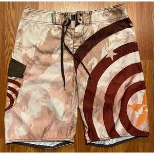 Quiksilver Board Shorts Mens 33 10" Camo Geometric AOP Beach Swim Trunks